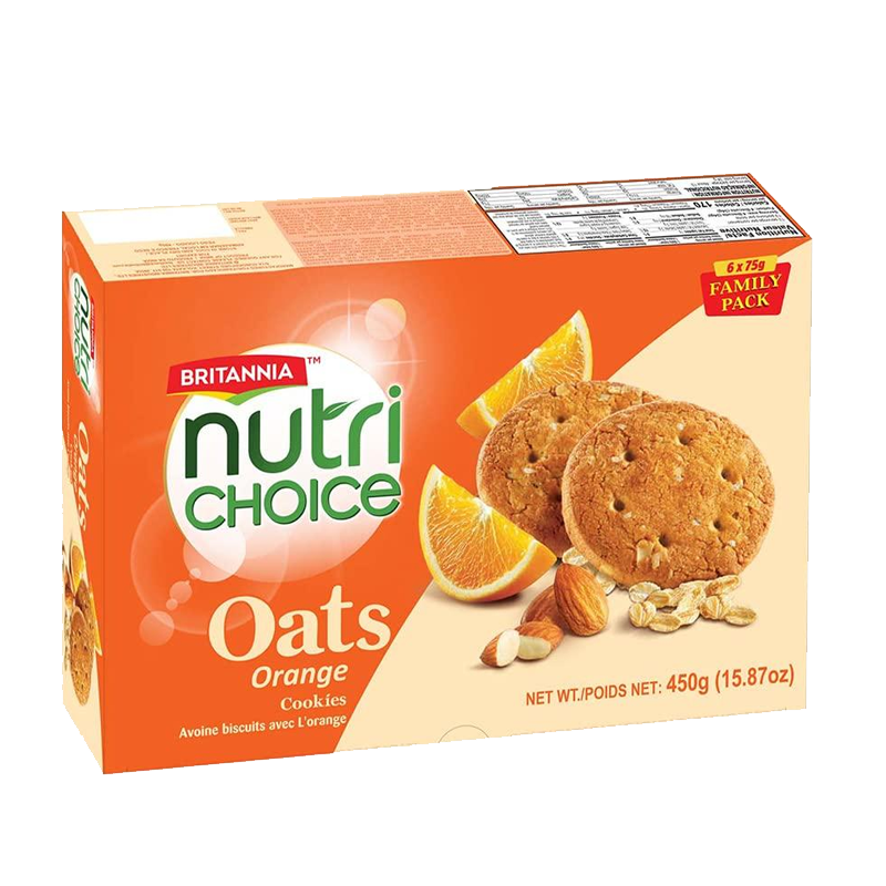 Picture of Britannia Nutri Choice Oats Orange Biscuits Family Pack - 450g