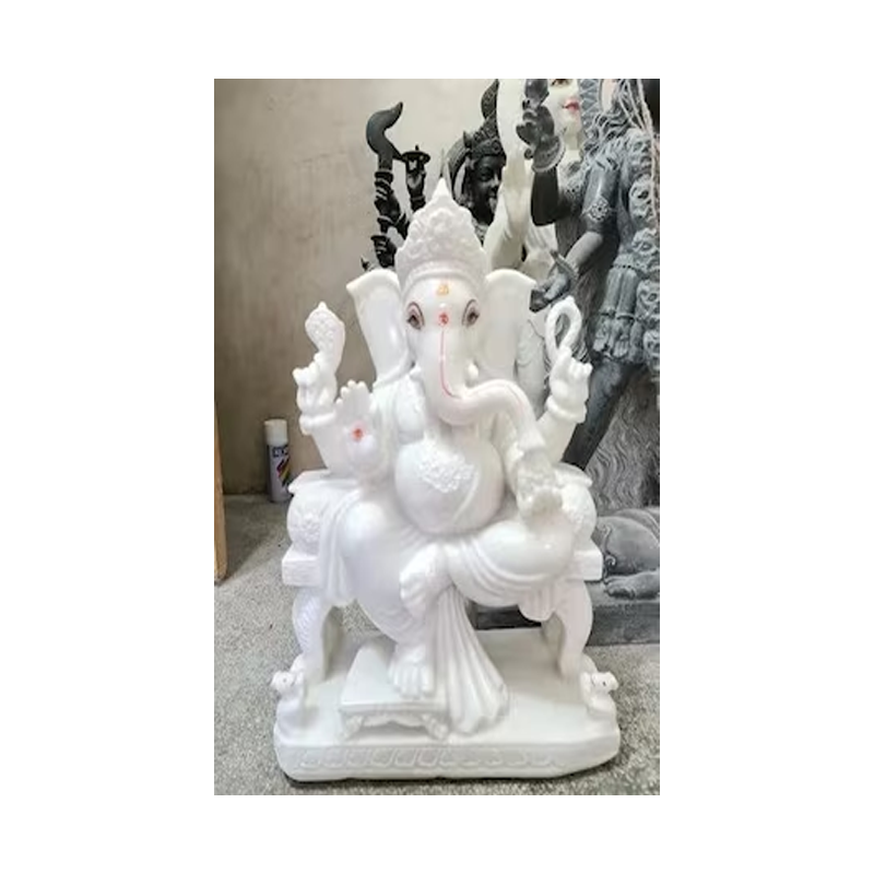 Picture of S White CP Ganesh Fan Statue L