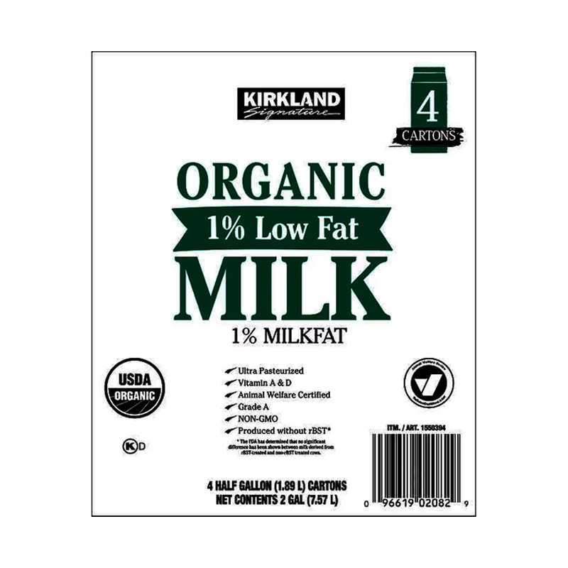 Picture of Kirkland Organic Low Fat Milk 1% - 1/2gl