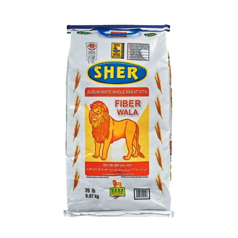 Picture of Sher Durum White Whole Wheat Atta - 20lb