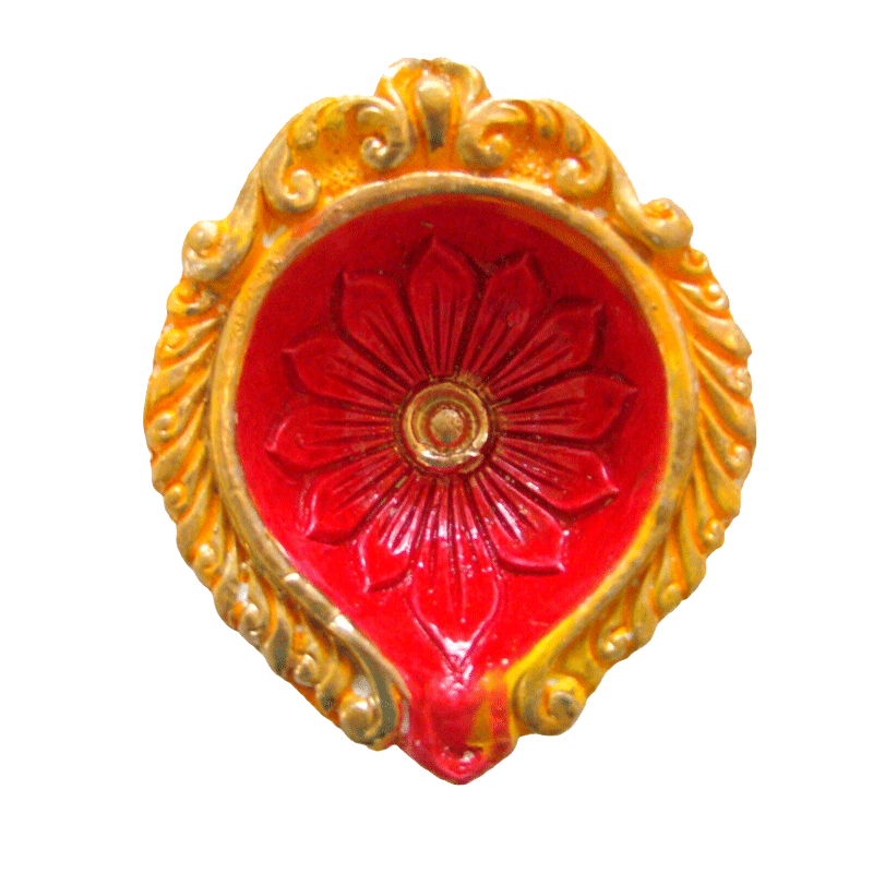 Picture of Clay Red Big Diya Colorfull -