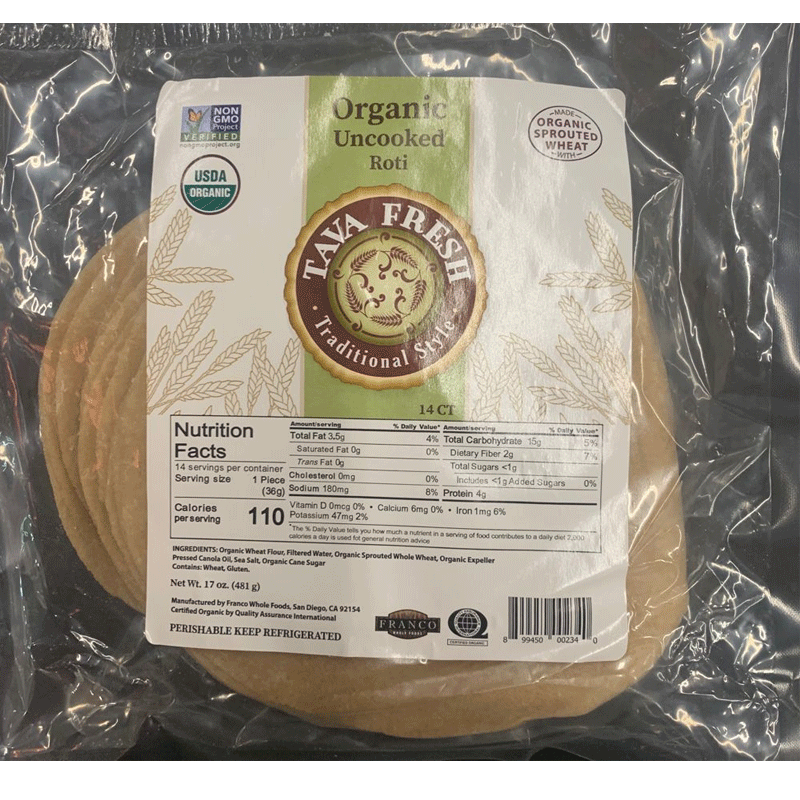 Picture of Tava Fresh Organic Uncooked Roti - 481g*14