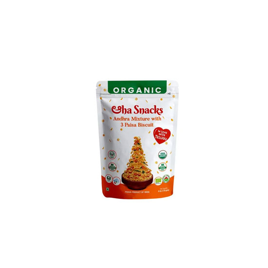 Picture of Aaha Snacks Organic Andhra Mixture Whit 3 Paisa Biscuit - 170g