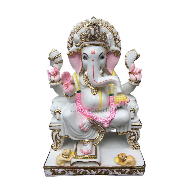 Picture of S White CP Ganesh Fan Statue M