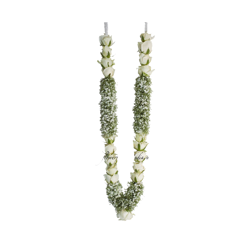 Picture of Fresh Inidan Rose Baby Breath Garland 4ft - EA