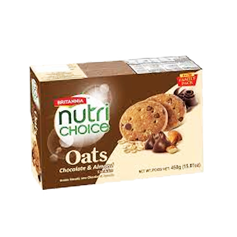 Picture of Britannia Nutri Choice Oats Chocolate & Almond Cookies Family Pack 450g