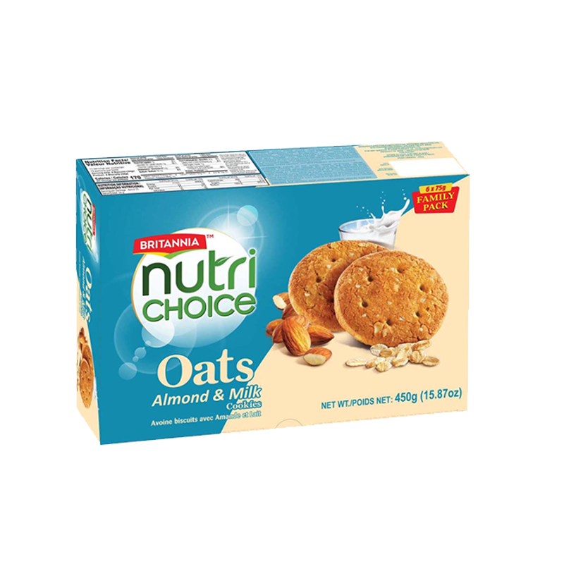 Picture of Britannia Nutri Choice Oats Almond & Milk Cookies Family Pack - 450g