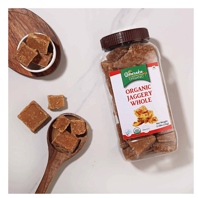 Picture of Dwaraka Organic Jaggery Whole Jar - 1kg