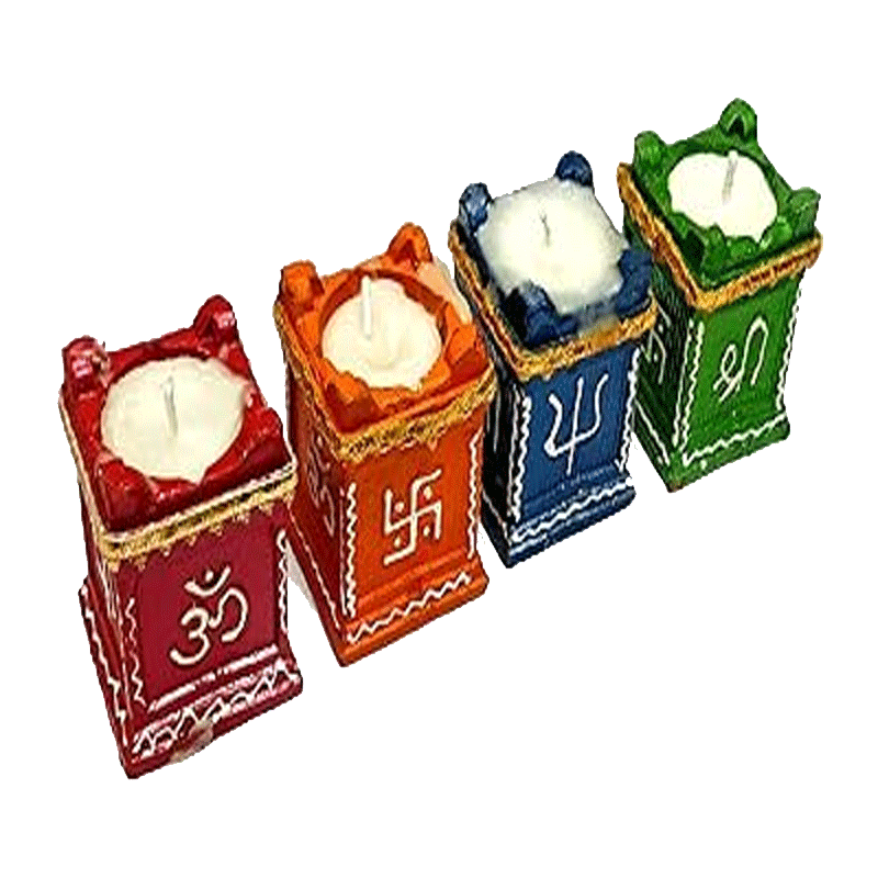 Picture of Clay Red Diya Color With Wax Tulsi Mandir - 4Pack
