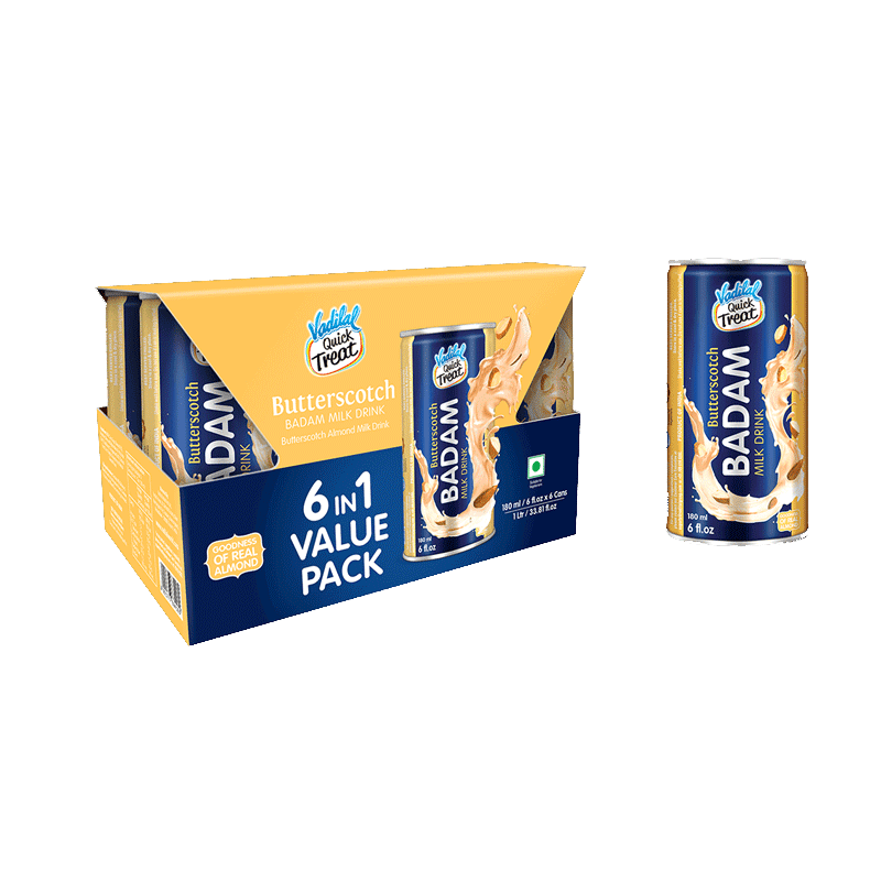 Picture of Vadilal Badam Milk Drink Butterscotch Value Pack - 6*180ml