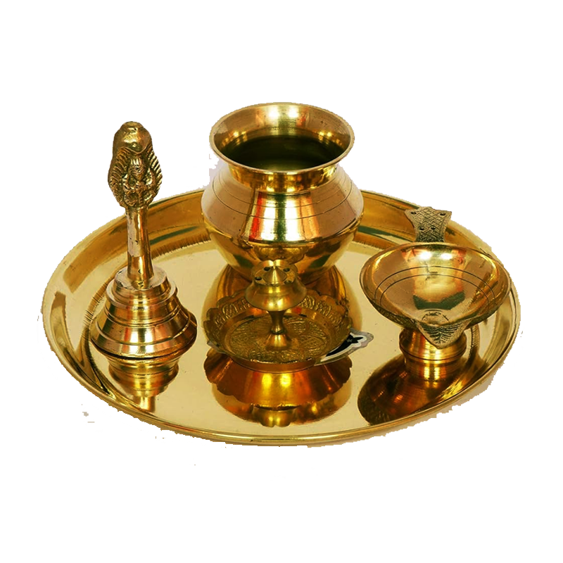 Picture of Brass Plate with Diya and Cup - Ea